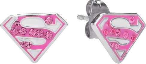 DC Comics Superman Jewelry for Women Sterling Silver Crystal Rose Earrings in Saudi Arabia