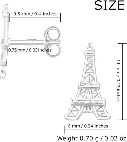 AUBE JEWELRY Hypoallergenic 925 Sterling Silver Eiffel Tower Statue Stud Earrings for Women in Kuwait