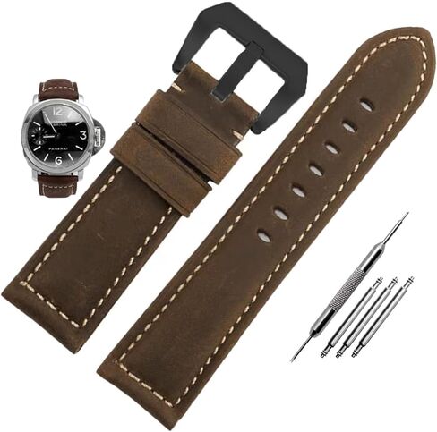 Leather Watch Bands for Men, Vintage Top Grain Leather Watch Strap Compatible with Panerai Watch Band, Genuine Leather Bracelet Watch Replacement Band 20mm 22mm 24mm 26mm in Saudi Arabia