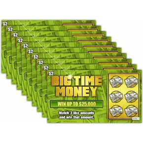 Prank Gag Joke Lottery Tickets Big Time Money 10 Total Tickets, All Same Design, These Lottery Ticket Scratch Off Cards Look Super Real Like A Real Scratcher Joke Lotto Ticket, Win $25,000