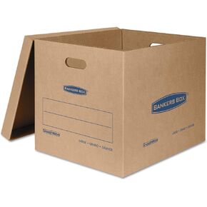 Bankers Box 10 Pack Large Classic Moving Boxes, Tape-Free with Reinforced Handles