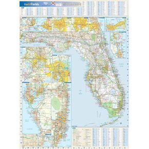Globe Turner Florida State Wall Map - 22" x 30" Rolled Canvas