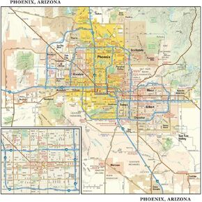 Phoenix, Arizona Wall Map, Large - 22.75" x 21.5" Laminated