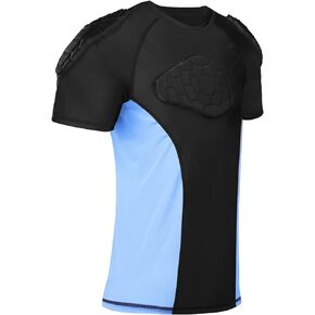 TUOY Breathable Youth Padded Shirt with Chest, Shoulder & Back Pads, Chest Protector Heart Guard Compression Shirt
