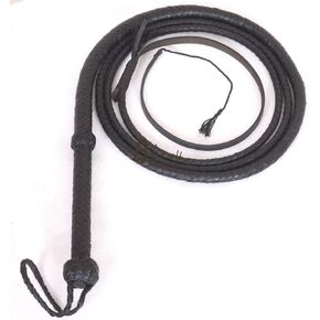 Indiana Jones Style Bull Whip 6 Foot 8 Plaits Real Cow Hide Leather Bullwhip Black