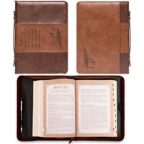 Christian Art Gifts Men or Women's Classic Bible Cover Gospel John 3:16, Brown Faux Leather, Medium