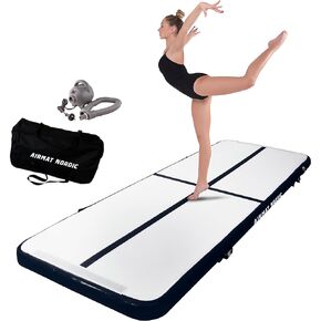 AirMat Nordic Air Mat Tumble Track 10ft/13ft/16ft/20ft/26ft with Electric Air Pump, Inflatable Gymnastics Mat for Home, Best for Gymnastics, Cheerleading, Yoga - 3'3" Wide and 4" Thick, Tumbling Mat