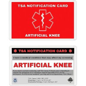 Artificial Knee TSA Notification Wallet Air Travel Card for knee replacement - QUANTITY (1)
