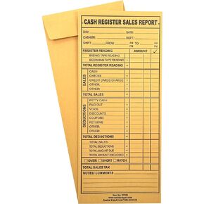 مغلف تقرير مبيعات تسجيل النقدية RT550 من Cashier Depot، 4 1/8 بوصة × 9 1/2 بوصة، غطاء علكة، 24 رطل. براون كرافت (500)