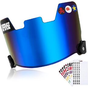 1 Pcs Universal Football Helmets Visor for Youth Adult, Scratch Resistant UV Resistant, Eye Protection for Helmet and Facemask, with 9 Style Adhesive Stickers