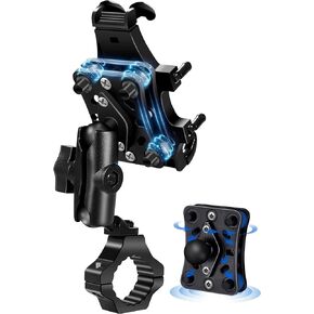 ZIDIYORUO Anti-Vibration Phone Holder for UTV/SXS Off-Road Riding, One Hand Operation Aluminum Heavy Duty Cell Phone Mount, Easy Install iPhones or 4.7"-7.1" Cell Phones on 1.75"-2" Roll Cage