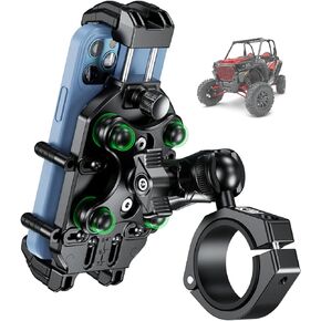 BRCOVAN UTV Phone Mount with Vibration Dampener & High-Speed Secure Lock, Anti-Theft UTV Phone Holder, Adjustable Heavy Duty Fit on 1.5''/1.65''/1.75''/1.85''/2'' Roll Cage Bar, for 5.4''-7.2'' Phones