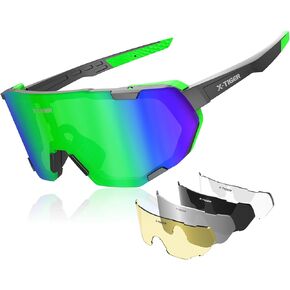 نظارات X-TIGER المستقطبة لركوب الدراجات للرجال والنساء 5 عدسات قابلة للتبديل UV400 نظارات شمسية رياضية البيسبول والجري والصيد...