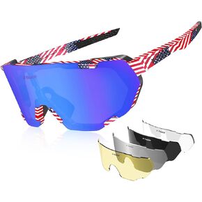 X-TIGER Polarized Cycling Glasses Men Women 5 Interchangeable Lenes UV400 Sports Sunglasses Baseball Running Fishing…