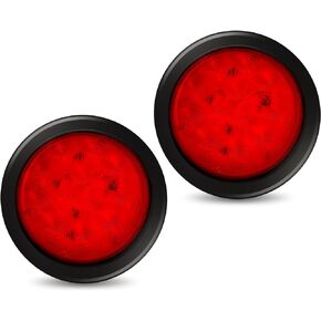 2 قطعة 4 بوصة مجموعة مصابيح LED مستديرة للمقطورة أحمر 12 مصباح LED للقوارب أضواء الفرامل توقف الانعطاف الجانبي أضواء الذيل المساعدة المقاومة للماء لشاحنة مقطورة قارب RV