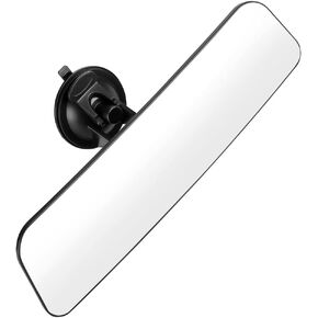 12'' Car Rear View Mirror with Suction Cup, Convex Wide Angle HD Auto Inside Rearview Mirror, Anti Glare Reduce Blind Spots, 360 Degrees Adjustable, Universal for Marine, Boat, Truck, SUV, Van