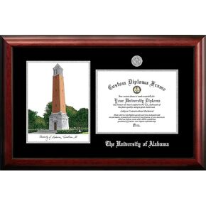 Campus Images NCAA Alabama Crimson Tide Unisex Silver Medallion Frame University of Alabama, Tuscaloosa 11w x 8.5h Silver Embossed Diploma Frame Lithograph, Brown, One Size (AL993LSED-1185)