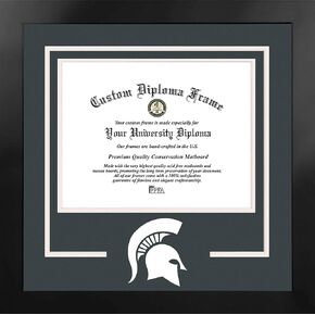 إطار أسود من صور الحرم الجامعي NCAA Michigan State Spartans للجنسين دبلوم الروح مانهاتن مع طباعة حجرية إضافية، أسود، مقاس واحد
