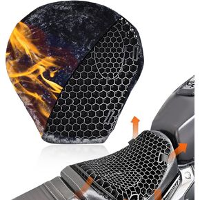 Universal Gel Motorcycle Seat Cushion,Superior Absorption and Protection with Warm Cover,Comfortable and Large 3D Honeycomb Motorcycle Seat Cushions for Long Rides