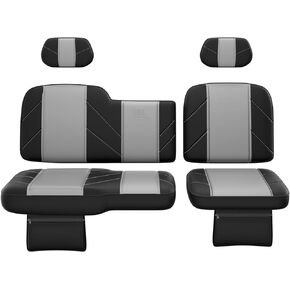 KEMIMOTO UTV Leather Seat Covers w/Pocket Soft Cushion Compatible with Polaris Ranger XP 1000/Crew 2017-2021, Ranger 1000/Crew 2020-2024 Stylish 60/40 Split Bench Seat Cover Waterproof Accessories