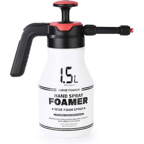 FOSHIO Car Wash Foam Pump Sprayer 0.4 Gallon, Hand Pump Pressure Sprayer with Trigger Lock Water Sprayer for Car Detailing, Lawn and Garden