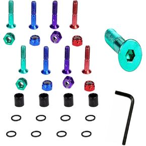 Skateboard Red Hardware Kit - Mounting Screws & Nuts Set for Longboard Skateboard & Cruiser - Ultra Strong Alloy Steel Bolts Designed for Life (8X Bolts, 8X Nuts 4X Spacers 8X Washers)