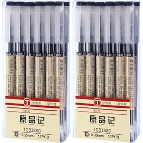 Chinco 12 Pieces 0.35 mm Black Gel Ink Pen Extra Fine Ballpoint Pen for Office School Stationery Supply