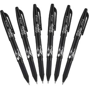 Pilot FriXion Ball 0.7mm Erasable Gel Pens, Fine Point, Black Ink, Pack Of 6