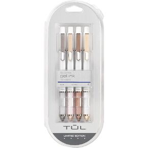 TUL Pearl Collection Gel Pens, Medium Point, 0.7mm, Pearl Barrel, Blue Ink, Pack of 4