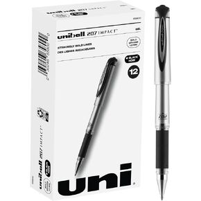 Uniball Signo 207 Impact Stick Gel Pen, 12 Black Pens, 1.0mm Bold Point Gel Pens| Office Supplies by Uni-ball like Ink Pens, Colored Pens, Fine Point, Smooth Writing Pens, Ballpoint Pens