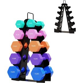 Dumbbell Rack Stand Only, OKUGAFIT 5 Tier Compact A-Frame Dumbbell Rack with Upgraded Handle, Weight Rack for Dumbbells, Dumbbell Rack for Home Gym Space (Not included dumbbells)