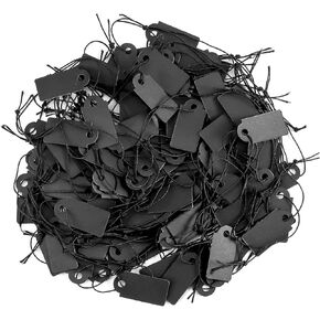 200 Pcs Black Price Tags, Gift Tags with Elastic String, Jewelry Price Tags Writable Kraft Gift Tags for Clothes Jewelry (Black,1×0.47inch）