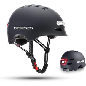 GTSBROS Adult Bike Helmet with Light - Front and Rear LED Lights Adjustable Mountain & Road Bicycle Helmets for Adults Men Women Cycling Helmets for Commuting, Biking