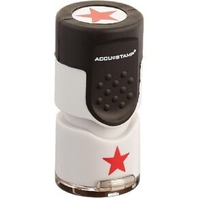 ACCU-STAMP2 Round Pre-ink Stamp, Star Symbol, 5/8" diameter Impression, Red Ink (030726)
