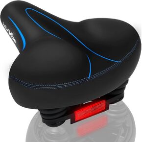 Oversized Bike Seat, Wide Bicycle Seat for Women and Men Comfort, Universal Waterproof Bike Saddles Replacement with Safety Reflective Strip for Peloton, Exercise Bikes, Cruiser, Road Bikes