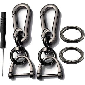 2 Sets Car Keychain car key clip Quick-Release Horseshoe Shape D-Ring Key Fob Holder with Round Carabiner Keychain