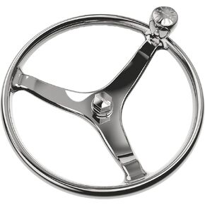 Lewmar Power Grip Boat Steering Wheel with M12 Welded Nut - 15.5" Diameter, Weather-Resistant Stainless Steel, Professional Knob with Ergonomic Finger Grips
