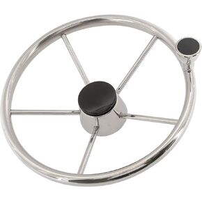 NovelBee 5 Spoke Dia.15-1/2 "عجلة قيادة قارب من الفولاذ المقاوم للصدأ مع مقبض تحكم وغطاء in Kuwait