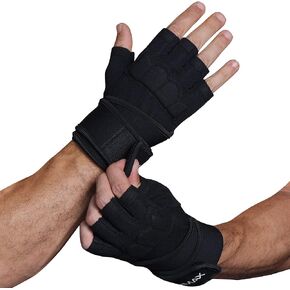 Workout Gloves for Men - Gym Weight Lifting Padded Gloves with Wrist Wrap Support, Full Palm Protection & Silicone Grip Gym Gloves, Exercise, Cross Training, Fitness, Pull-up