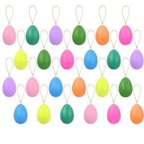 Elcoho 24 Pieces Easter Hanging Eggs Multicolor Easter Hanging Ornaments Easter Egg Tree Hanging Ornaments for Easter Home Office Party Supplies