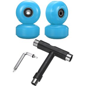 PATIKIL 52mm 95A Skateboard Wheels with Black Bearings, 4 Pack Street Wheels with Skate Tool for Skateboards Tricks Cruiser Wheel Replacement, Blue