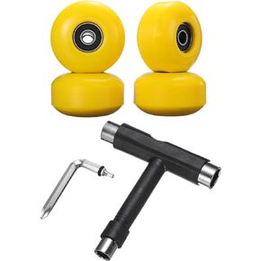 PATIKIL 52mm 95A Skateboard Wheels with Black Bearings, 4 Pack Street Wheels with Skate Tool for Skateboards Tricks Cruiser Wheel Replacement, Yellow