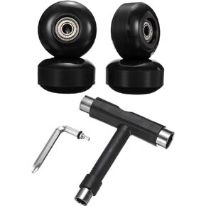 PATIKIL 52mm 95A Skateboard Wheels with Silver Bearings, 4 Pack Street Wheels with Skate Tool for Skateboards Tricks Cruiser Wheel Replacement, Black
