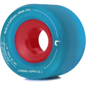Fireball Tinder 60mm Longboard Wheels 81a - USA Made Cruiser Skateboard Wheels - Soft Cruising Wheels for Skateboard Longboard and Cruisers (Set of 4 Wheels)