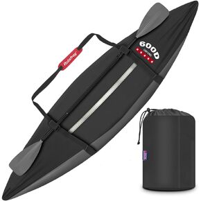Rosefray 9.3-15 FT Kayak Cover, High-performance Marine kayak covers, Comfortable ShoulderStrap, Waterproof UV Resistant, Fade-Resistant Dustproof Fishing Boat Cover for Outdoor Storage