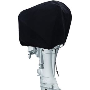 Outboard Motor Cover 600D Water Resistant Oxford Fabric, Boat Motor Cover Universal Size, Motor Hood Cover Fits 100-225HP Black