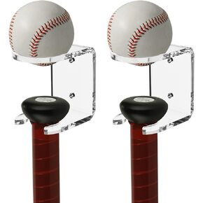 Cosmos 2 Pcs Acrylic Baseball Bat Wall Mount Softball Wall Stand Holder Rack for Bat & Ball Vertical Display in Home, Baseball Stadium, Locker Room