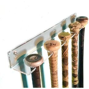 Baseball Bat Display Hanger for 5 Bats or Balls - Vertical Bat and Baseball Holder Wall Mount - Better Than Display Case | Sturdy Acrylic Hanging Rack Organizer | Easy to Instal (Hardware Included)