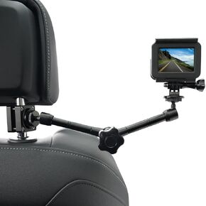 Mippko Car Headrest Camera Mount for GoPro/Insta 360 / DJI OSMO/AKASO/Video/DSLR Camera,Aluminum Alloy 1.57 inch Diameter Base 10 inch Length Adjustable Magic Arm Mount