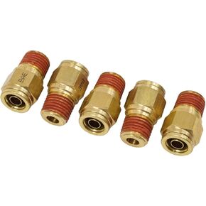 Mytee Products DOT Brass Push to Connect Fitting, Air Brake Connector - Male Straight 3/8" Tube OD x 3/8" NPT (5 Pack)